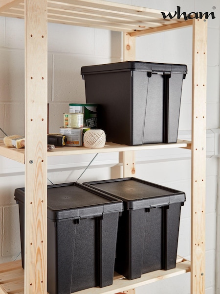 Wham Set of 3 Black Bam 24L Heavy Duty Plastic Boxes With Lid (723057) | £29