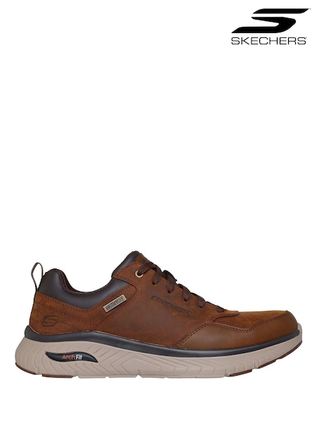 Brown - Regular Skechers Arch Fit Crosser 6 Eyelet Waterproof Lace Up Sneakers