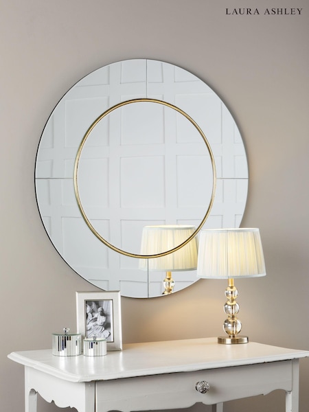 Laura Ashley Clear Maya Round Mirror With Mottled Bronze Band (724032) | £310