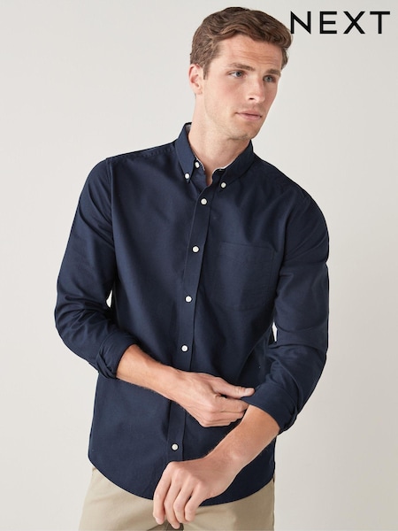 Navy Blue Regular Fit Long Sleeve Oxford Shirt (724855) | £26