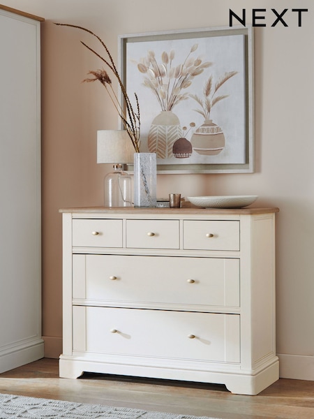 Chalk White Hampton Painted Oak Collection 5 Drawer Chest Of Drawers (725124) | £850