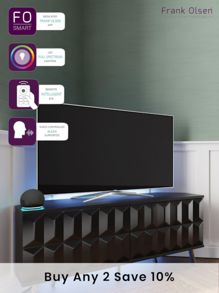 Frank Olsen Black Elevate Smart LED Corner TV Stand (727355) | £370