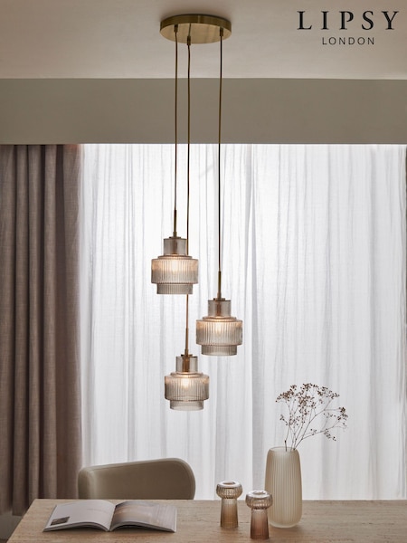 Lipsy Gold Cluster Light Ribbed Glass Ceiling Light (727981) | £115