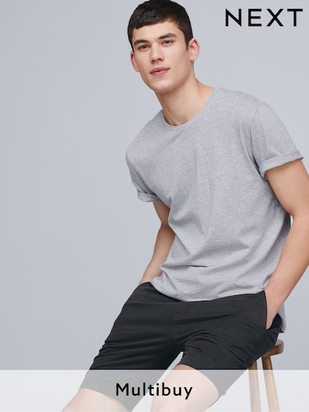 Grey Marl Regular Fit Essential Crew Neck Cotton T-Shirt (728205) | £8