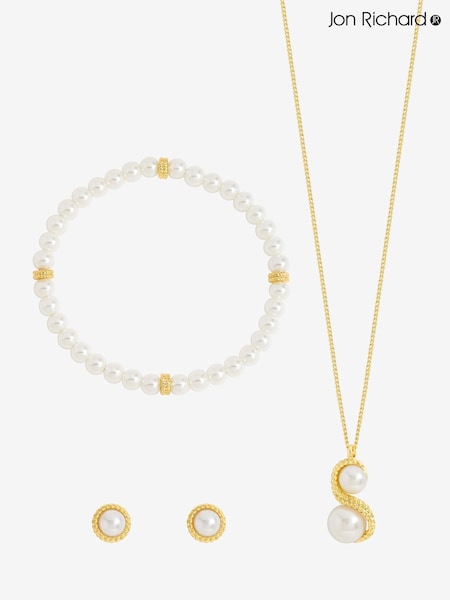 Gold - Jon Richard Plated Pearl And Infinity Trio Set Gift Box