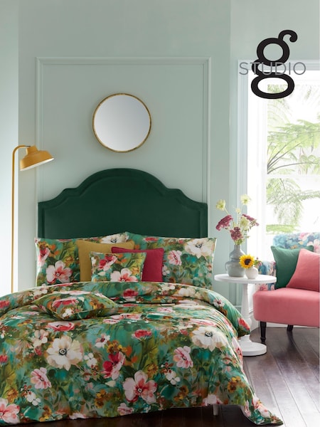 Studio G Green Bouquet 100% Cotton Duvet Cover and Pillowcase Set (729869) | £80 - £100