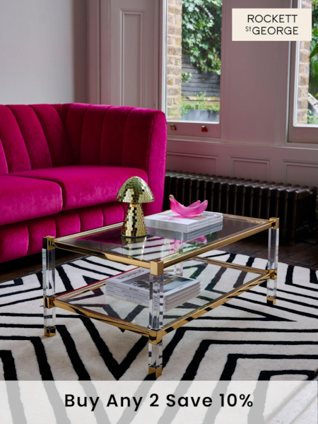 Rockett St George Clear Gold and Glass Coffee Table (730789) | £339