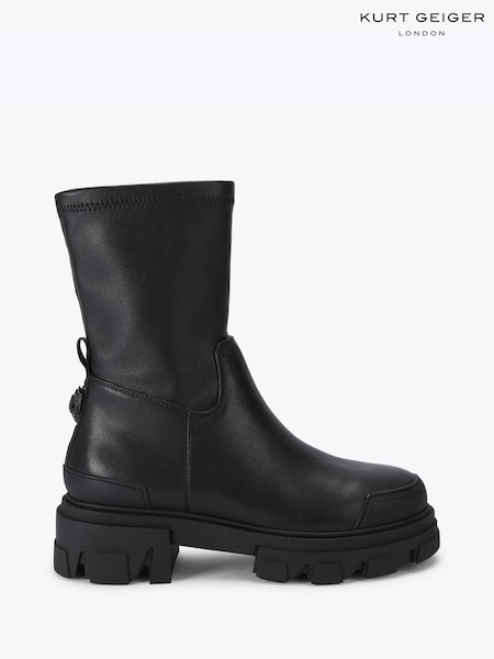 Black - Kurt Geiger London Trail Leather Sock Ankle Boots