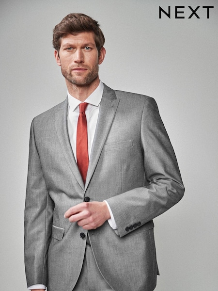 Light Grey Tailored Fit Two Button Suit Jacket (733693) | £24 - £60