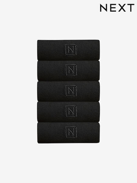 Black Logo 5 Pack Embroidered Lasting Fresh Socks (737500) | £12
