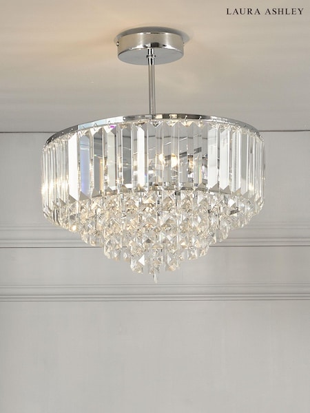 Laura Ashley Chrome Vienna 3 Light Flush Ceiling Light (738810) | £220