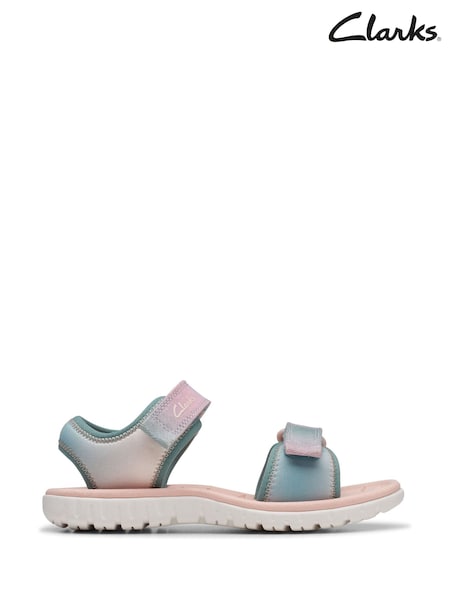 Clarks Pink Standard Fit (F) Pastel Surfingtide Kids Sandals (738844) | £26 - £28