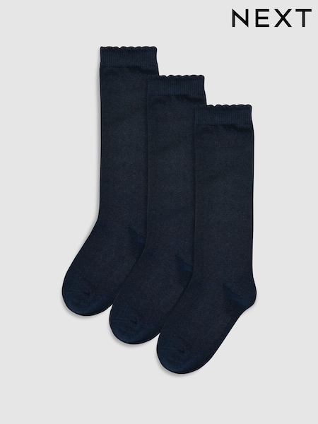 Navy Grey 3 Pack Cotton Rich Knee High School Socks (739098) | £5.50 - £6.50