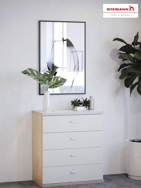Wiemann Peyton Rustic Oak/White 4 Drawer Glass Chest (739597) | £490