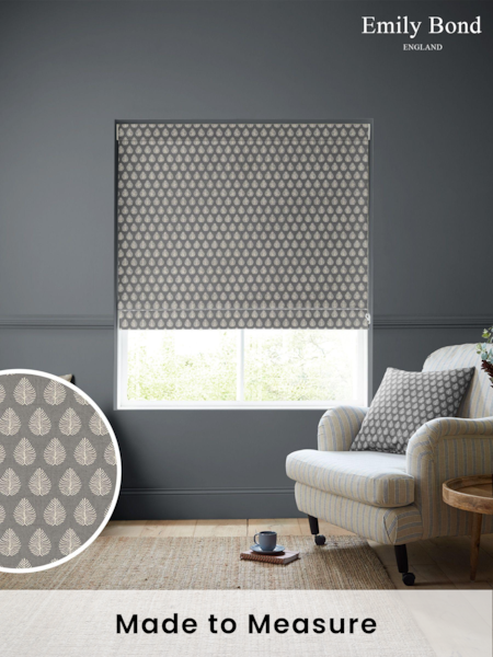Emily Bond Smokey Grey 100% Cotton Jaipur Made to Measure Roman Blinds (740186) | £79