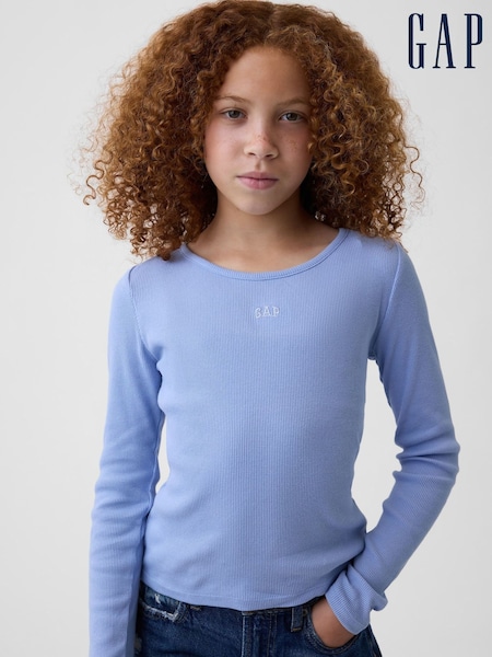 Blue - Gap Mini Logo Long Sleeve T-shirt (4-13yrs)