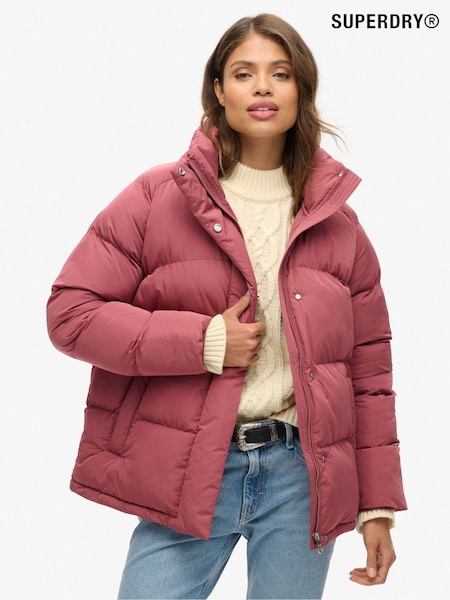Superdry Rouge Burgundy Mid Length Puffer Jacket (741389) | £120