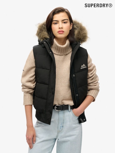 Superdry Black Everest Faux Fur Gilet (741982) | £95