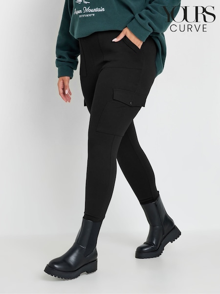 Black - Yours Curve Cargo Pocket Leggings