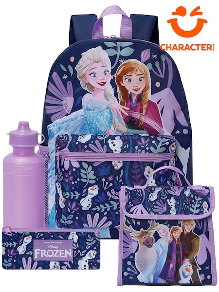 Blue - Character Disney Frozen Backpack, Lunchbag, Water Bottle And Pencil Case Set 4 Piece