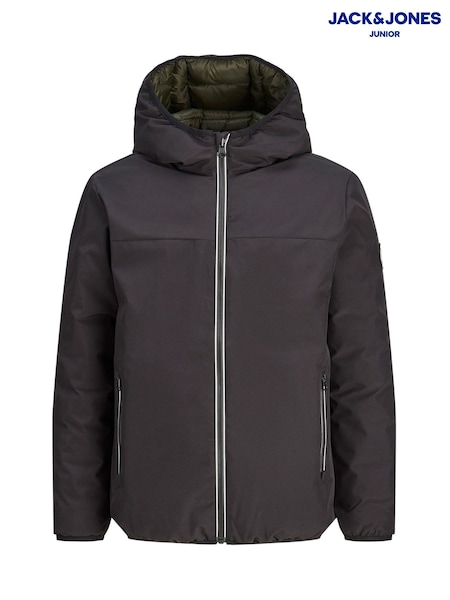 Black - Jack & Jones Junior Hooded Reversible Jacket