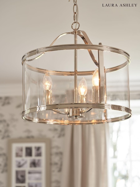 Laura Ashley Chrome Harrington Pendant 3 Light Ceiling Light (744004) | £285