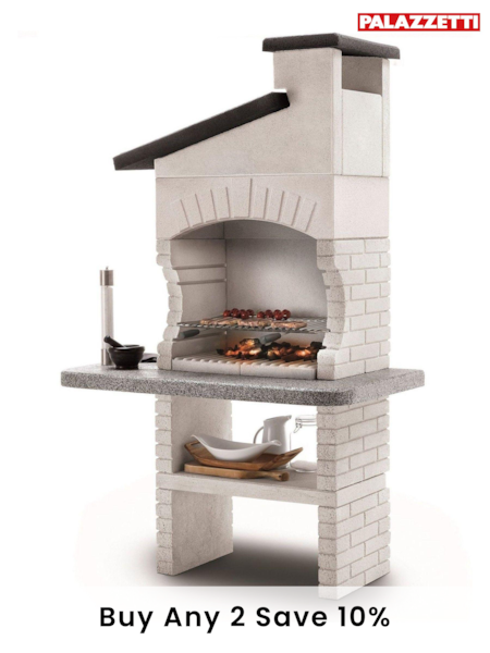 Palazzetti Grey/White Garden Guanaco 2 Masonry Wood or Charcoal Barbeque (744156) | £920