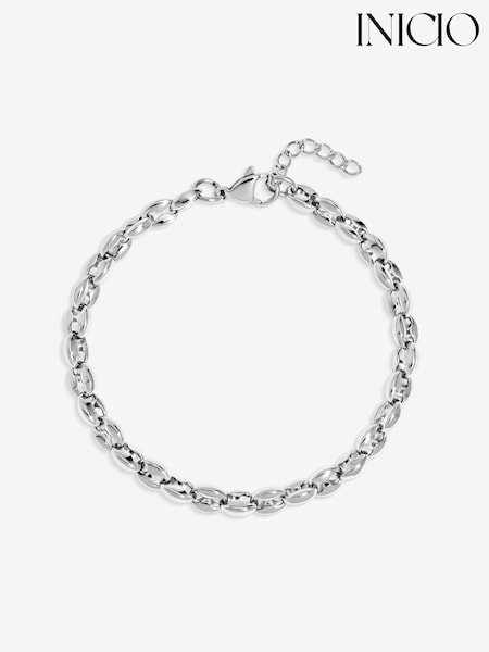 Silver - Regular Inicio Plated Waterproof Oval Chain Bracelet