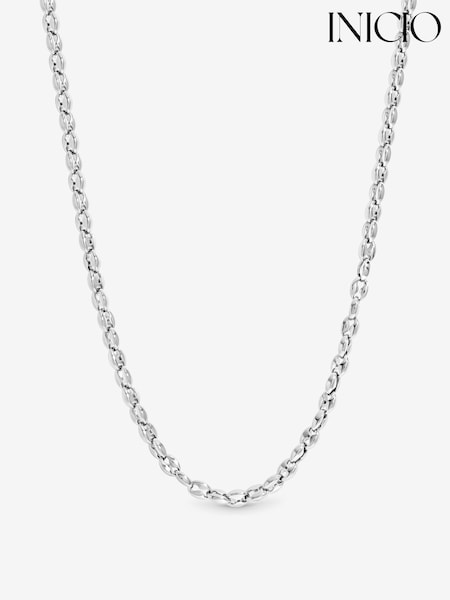 Silver - Regular Inicio Plated Waterproof Oval Link Chain Necklace