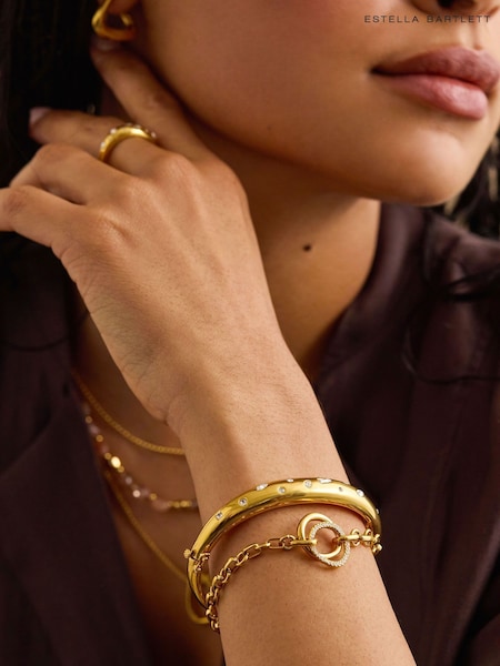 Gold Tone - The Edit By Estella Bartlett Molten Circle Pave Bracelet