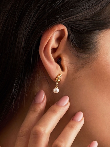 Gold - Estella Bartlett Pearl Drop Knot Studs