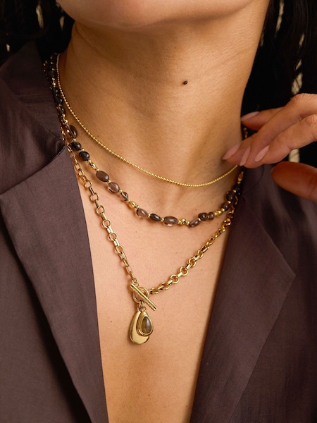Gold Tone - The Edit By Estella Bartlett Cabochon Drop Pendant Necklace