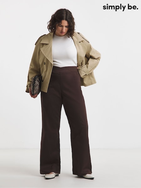 Brown - Simply Be Cotton Blend Wide Leg Jeggings