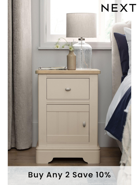 Stone Hampton Country Collection Luxe Painted Oak 1 Drawer Bedside Table (747400) | £299