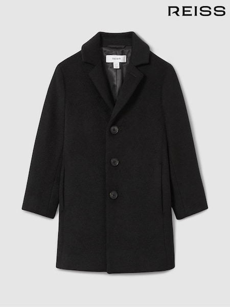 Reiss Black Gable 13-14 yrs Single Breasted Overcoat (749803) | £0