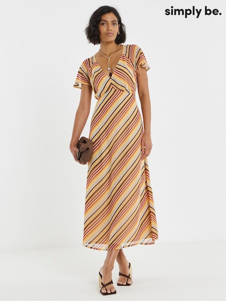Orange - Simply Be Stripe Print Midi Tea Dress