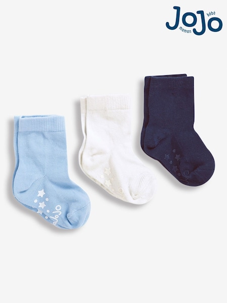 JoJo Maman Bébé Blue 3-Pack Short Cotton Socks (750458) | £9.50