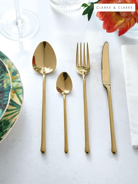 Clarke & Clarke Gold Igneous 16 Piece Cutlery Set (751271) | £68