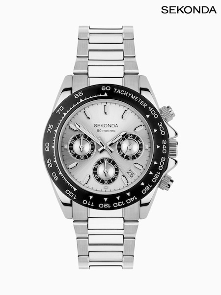 Sekonda Mens Sports 40mm Circuit Chronograph Watch in Two Tone with Stainless Steel Bracelet & Silver Dial (751612) | £75