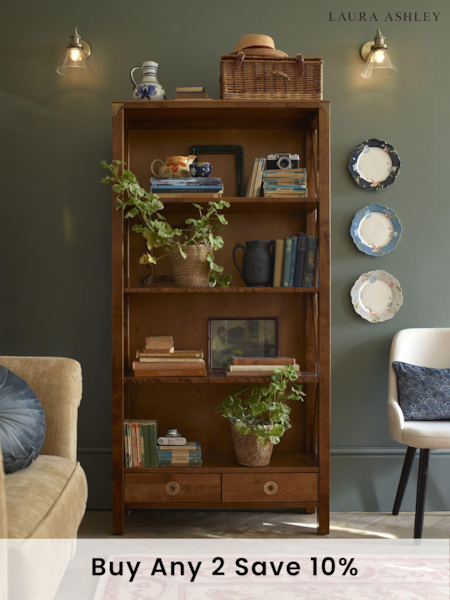 Laura Ashley Honey Gold Balmoral 2 Drawer Single Bookcase (751654) | £920