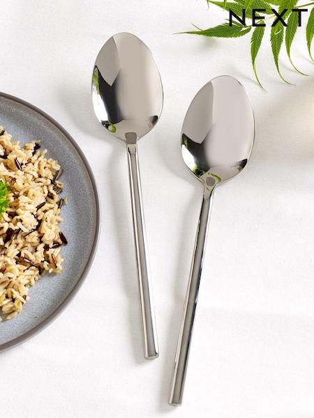 Silver 2 Piece Serve Spoon Kensington Stainless Steel Cutlery Set (752274) | £10
