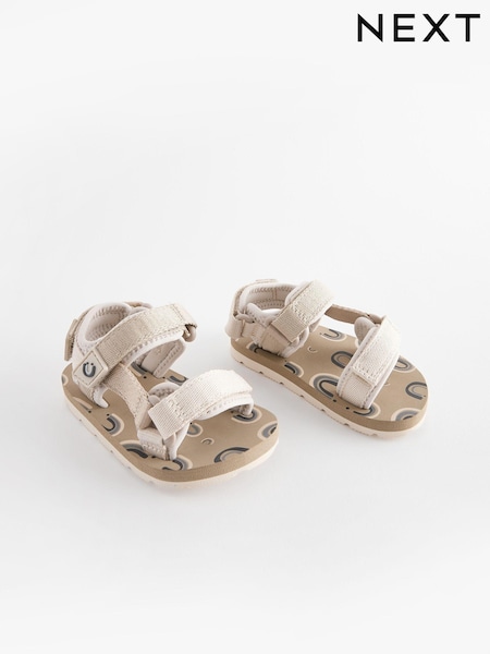Cream Beige Standard Fit (F) Touch Fastening Adjustable Strap Tape Trekker Sandals (752337) | £13 - £16