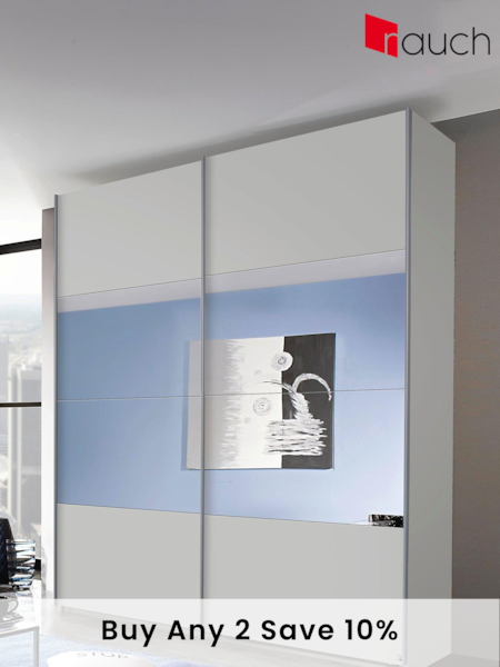 Rauch Grey Cameron Wood and Centre Mirror Semi 1.8m Sliding Fitted Wardrobe (752918) | £667