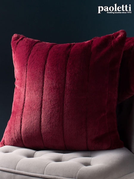 Riva Paoletti Ruby Red 45 x 45cm Empress Faux Fur Cushion (757292) | £17