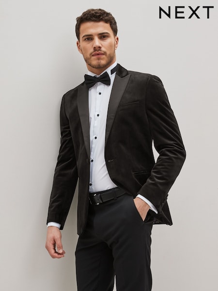 Black Slim Fit Velvet Blazer (757450) | £89