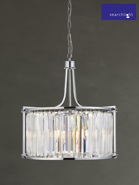 Searchlight Chrome Mystic 5 Light Drum Ceiling Light Pendant (758385) | £205