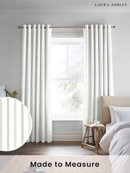 Laura Ashley Dove Grey Candy Stripe Made to Measure 100% Cotton Curtains (760349) | £100