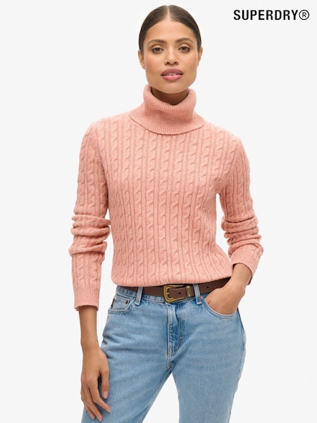 Superdry Dusty Rose Fitted Cable Roll Neck Jumper (761408) | £55