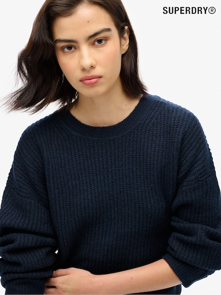 Superdry Dark Teal Twist Brushed Crew Neck Jumper (761678) | £60