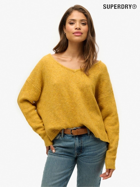 Superdry Yellow Gold Twist Oversized V-Neck Jumper (761777) | £60